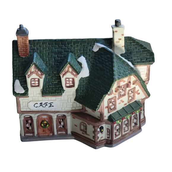 Vintage Christmas Village Café House – Snowy Roof & Brick Details - Picture 10 of 10